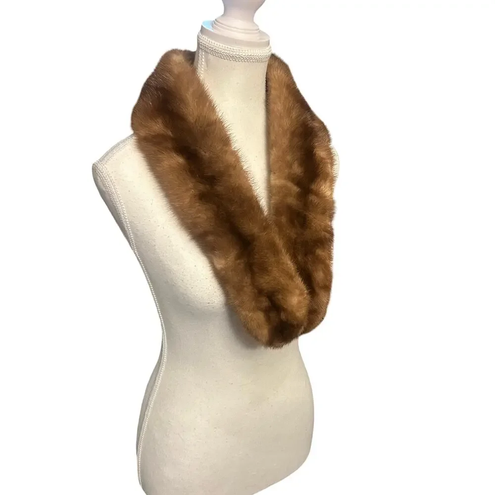 Vintage Real Brown Mink Fur Stole — Plush, Classic Mid‑Century Luxury